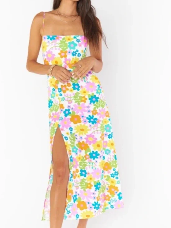 NEW Show Me Your Mumu Amalfi Coast Sun Dress Retro Floral Midi Adj Straps XS - Picture 2 of 12